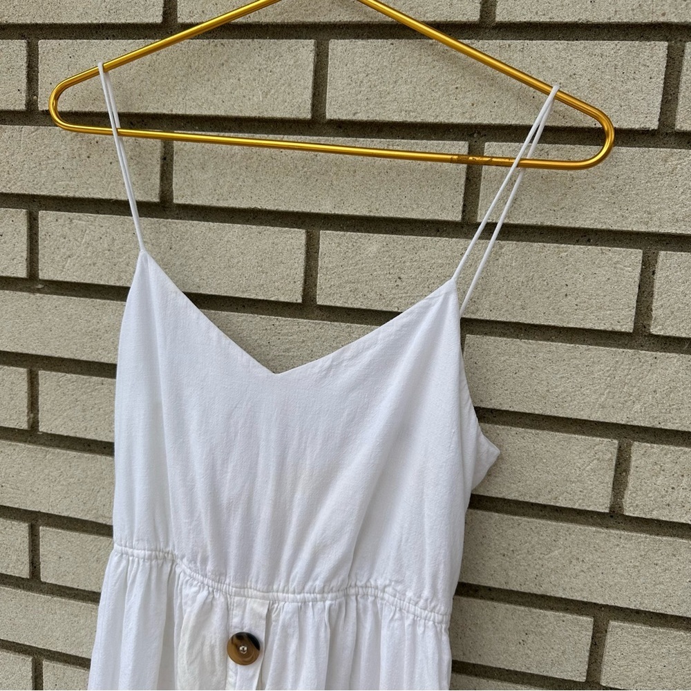 Zara TRF White Tie Back Button Front Midi Dress Spaghetti Strap S Coastal Summer - Picture 4 of 10